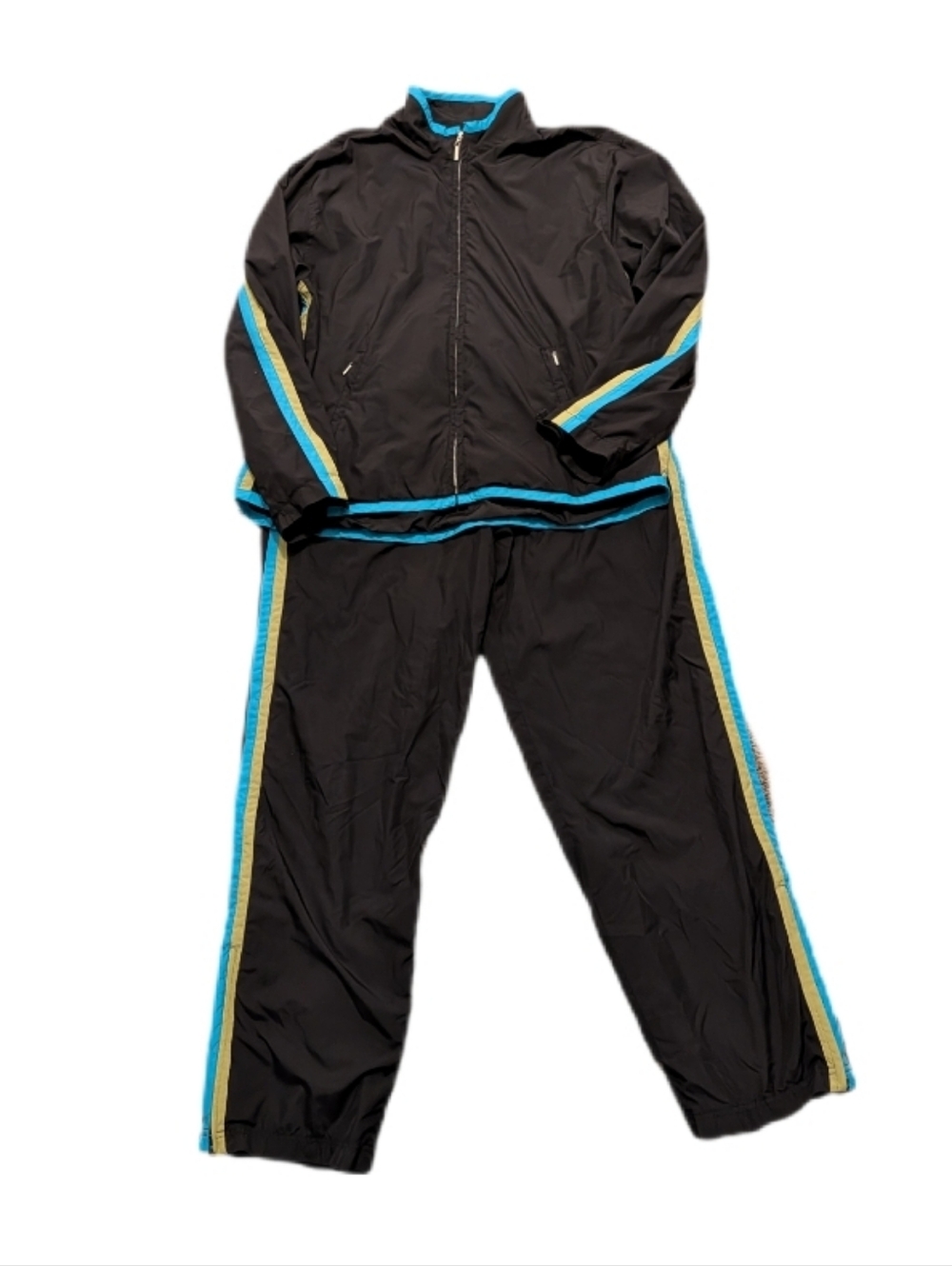 Mureli Black Track Suit with Blue and Green Stripe Trim XL (Jr's)